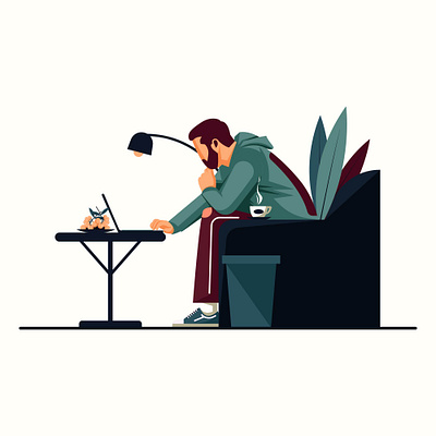 Workaholic Flat Illustration adobe illustrator artwork best design employee first shoot flat flat design flat illustration graphic design graphic designer illustration landingpage designer open commission ui vector vector art vector illustration work