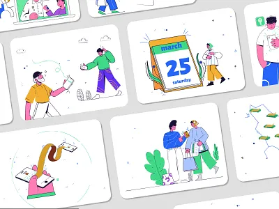 Illustration Pack 2d animation app bank character characterdesign design draw flat graphic design illustration illustrator paint vector visual