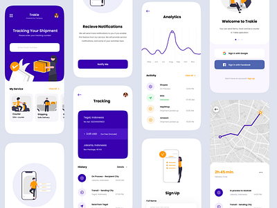 Trakie - Package Tracking App 3d animation app design delivery app illustration ios design landing page mobile app design mobile design mobile ui payment app responsive design shipping app tracking app ui ui design ui illustration uiux mobile web web design
