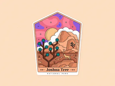 Joshua Tree National Park artwork design graphicdesign illustration joshua tree joshua tree national park lineart lines mountains national park nature outdoor trees usa usa national park vector vectorart