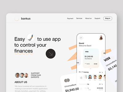 Landing page design for banking app app banking branding design graphic design icon landing mobile page ui ux