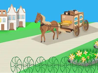 🏰Illustration - the carriage rides the street🏰 2dartist design graphic design illustration ui vector