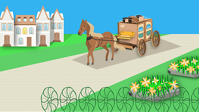 🏰Illustration - the carriage rides the street🏰 2dartist design graphic design illustration ui vector