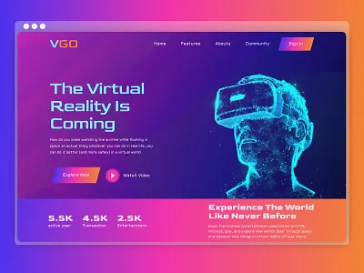 VR website header ui vr header vr website web design website header