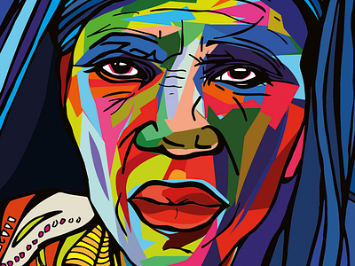 Afghan old woman illustration