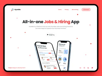 HyreMe Landing Page Proposed Design UI 2020 2021 best design beautiful branding design design app design art haspr illustration logo ui