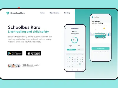 Schoolbus Karo Landing Page Design UI 2020 2021 best design 3d animation beautiful branding design design app design art graphic design haspr illustration logo motion graphics ui