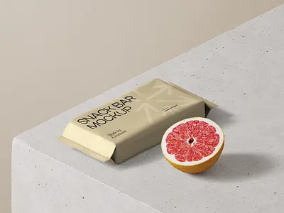 Bar Mockup With Slice Grapefruit On Block Isometric coffee