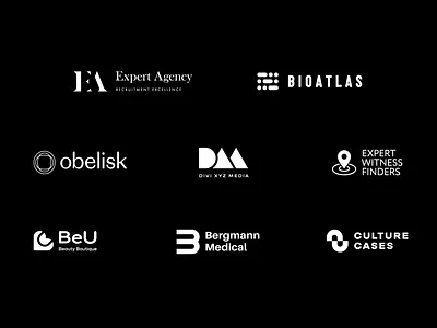 Logos for Upwork clients, 2019 biotech hr law media medical phone case recruiting