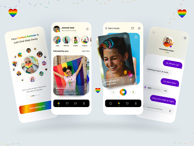 Dating App UI Design app app design dating dating app dating app design dating app ui design lsgbt lsgbt design lsgbt ui pride pride month ui uiux ux