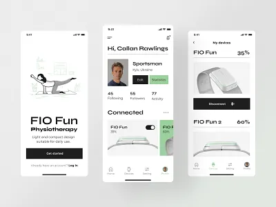 FIO | Fun Physiotherapy - Mobile App app application branding concept design figma fitness header illustration logo mobile app mobileapp sport sporttime ui uidesign ux uxdesign watch webdesign