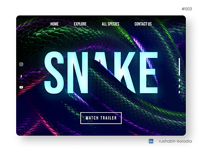 DailyUI 003 - Landing Page Design daily ui 003 dailyui design design inspiration forest web design landing page landing page web design nature landing page nature web design panding page ui rushabh koradia rushabh ui snake landing page snake web design ui ui design ui inspiration ui trends ux.rushabh web design
