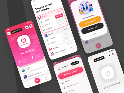 Design UI/UX VPN Connection Application application branding design illustration illustrations illustrator ui ui design ux vpn vpn connection