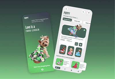 Puppy dresses shopping ui concept 3d animation app branding design graphic design illustration illustrator logo motion graphics ui ux vector