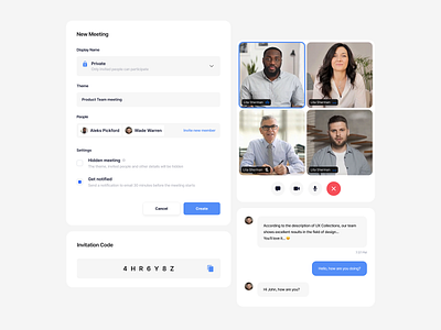 Meeting Components brainstorm call chat components meet meeting components minimal negotiation ui ui ux web zoom