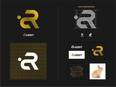 Rabbit Logo animal brand guide brand identity branding elegant gold graphic design icon illustration letter logo letter r logo logo inspirations logotype luxury monogram rabbit ui visual identity