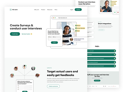 Ask users - landing page chennai chennai designer figma graphic design landing page mockup product page ui uidesign user interviews user research user surveys uxuidesign