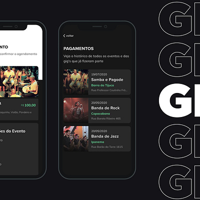 GIG - Payment's Historic app dark theme design mobile music ui uidesign user interface