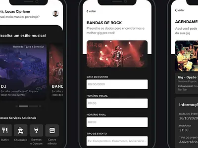 GIG - Platform of Musicians dark theme design music musicians performances ui uidesign user interface