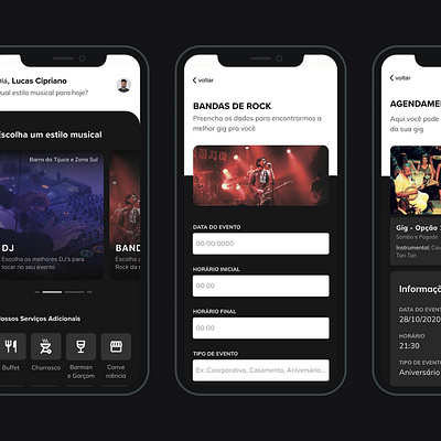 GIG - Platform of Musicians dark theme design music musicians performances ui uidesign user interface