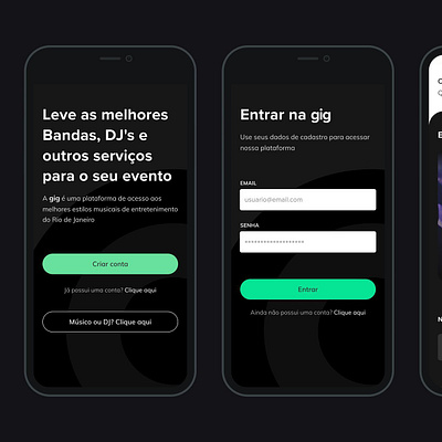 GIG - Sign In dark theme design mobile music musicians signin ui uidesign user interface