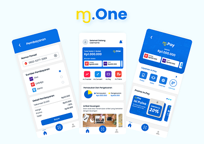 m.One (Fintech) app branding design fintech logo mobile payment typography ui uiux ux