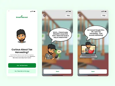 Smart Harvest | Onboarding | Tax Harvesting | Stock Market App animation app app design app on boarding app ui create account on boarding stock market tax tax harvesting ui ux