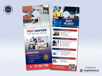 Moving and Handyman Service Door Hanger Canva Template canva door hanger template door hanger canva design moving door hanger moving door hanger design moving door hanger template plumber door hanger plumbing door hanger