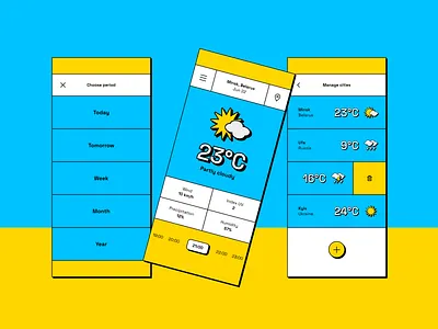 Weather App (neubrutalism style) app mobile neobrutalism neobrutalist neubratalism neubratalist weather необрутализм