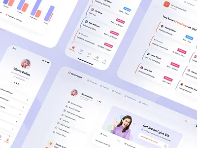 Readyhubb. Website to book beauty services online account settings analitycs app beauty booking business categories dashboard inbox makeup messages mobile nails notifications pro profile rate settings web webapp