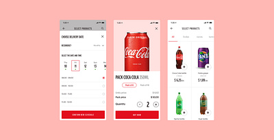 Delivery App app beverage coke delivery design drink flat minimal mobile ui ux