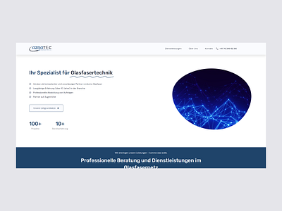 Azratec Fiber Optic Technology - Hero design dribbblers feedback fiber optic inspiration landing page swiss tech technology ui uidesign uiux uxdesign web webdesign
