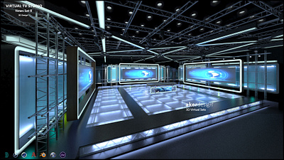 Virtual TV Studio News Set 8 3d animation branding graphic design motion graphics stand