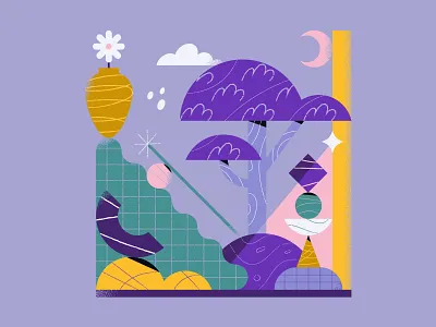 Letter V - 36 days of type 2022 36 days of type 36dot abstract abstraction ceramic design flowers illustration leo alexandre minimal nature pastel pattern plant pottery texture tree v vector