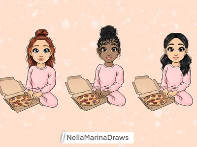 Pizza Girls illustration pizza planner girls