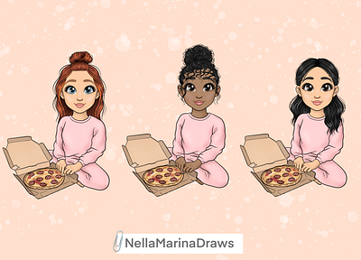Pizza Girls illustration pizza planner girls