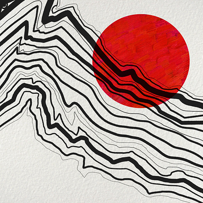 Eye, lines, red sun. art artwork branding design illustration logo poster глаз графика красный рисунок стиль цифровой рисунок