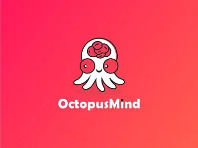Octopus Mind cartoon creative logo cute graphic design mind minimalist logo octopus