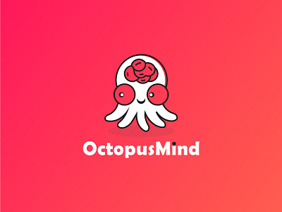 Octopus Mind cartoon creative logo cute graphic design mind minimalist logo octopus