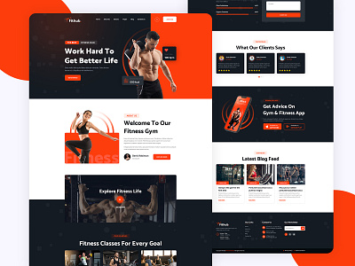 Fithub - Gym & Fitness PSD, HTML DOWNLOAD FILE 2020 2021 2021 trend 2022 2022 trend agency branding design download fitness free download graphic design gym gym website html logo orange ui ux web