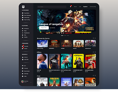 Game Store Concept dashboard design ecommerce game site ui uxui web design web site web store webdesign website design webstore