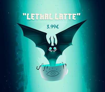 Lethal Latte children book illustration coffee illustration latte spooky