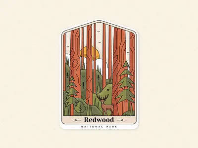 Redwood National Park design graphicdesign illustration landscape lineart lines national park outdoor redwood redwoodnationalpark tree trees usa national park vector vectorart