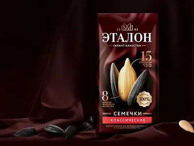 Etalon – sunflower seeds branding design food illustration logo packaging