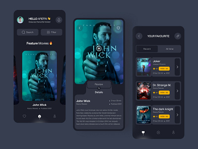 Movie Streaming Mobile App app app design black cinema clean dark minimal mobile mobile app movie straming trendy ui ui design uiui ux