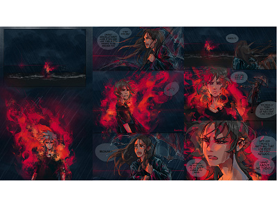 Snippet concept for the comic 2d artist character character art character artist character concept character design character illustration character study comic concept design elene dvitashvili fire illustration inflamed rain series webseries work