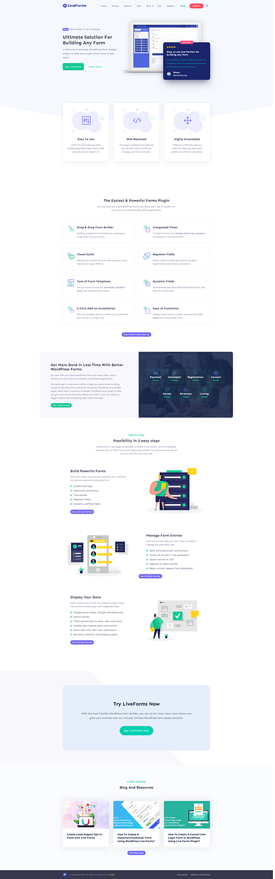 Amazing Interface for Homepage liveforms wordpress plugin