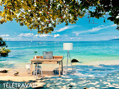 Work is a beach 3D 3d beach home office photography photoshop substance3d télétravail