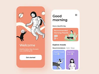 Meditation app concept app design illustration minimal minimalist ui ux
