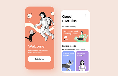 Meditation app concept app design illustration minimal minimalist ui ux